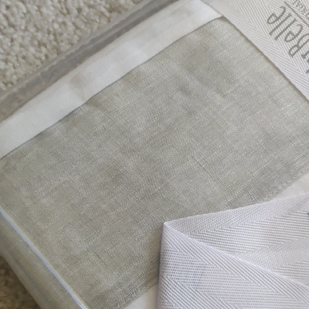 New!PiuBelle Portugal Linen Blend Queen 3-Piece Duvet Set White Sage Border Y2K